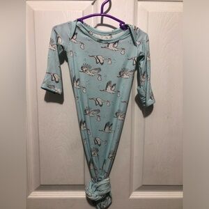 Goosies Bamboo Baby Gown with Stork Print - Light Blue 0-3 months